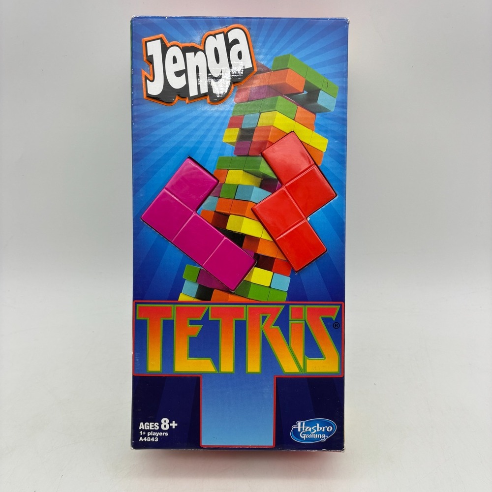 Jenga Tetris COMPLETE Hasbro Gaming 2012 Tower Building Game Neon Blocks